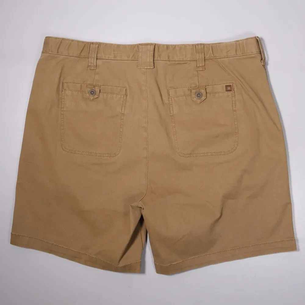 Territory Ahead Chino Shorts Flex Waist Dark Khaki Cotton Stretch Mens 42 x 7.5